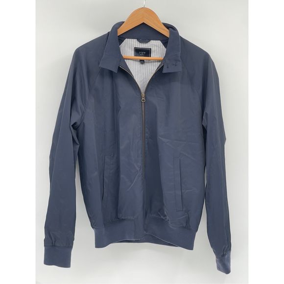 J. Crew Jacket Men Medium Blue Nylon Bomber Style Lightweight Full Zip‎ - Picture 2 of 12
